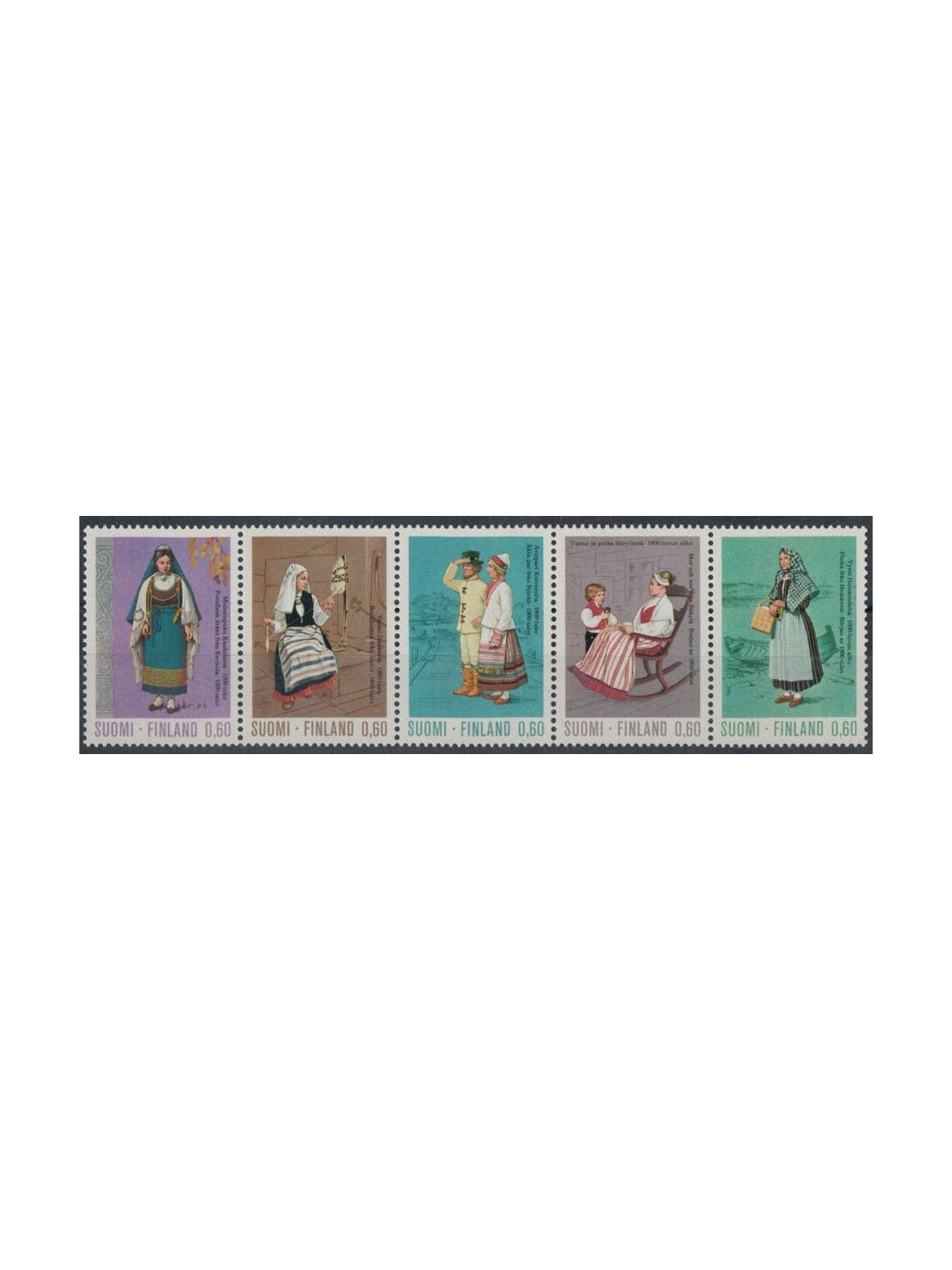 FINLANDIA 1973 Costumi nazionali 5v in striscia MNH**