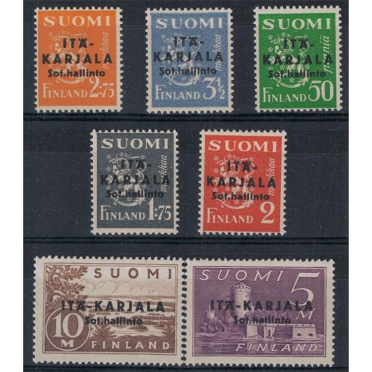 EASTERN KARELIA 1941 Military administration, overprinted in black 7v MNH**