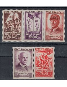 FRANCE 1943 National Relief, Allegorical subjects 5v MNH**
