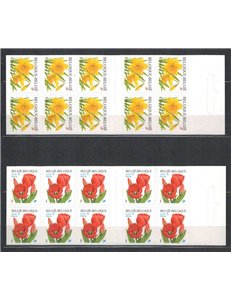 BELGIO 2001 Fiori, narciso e geranio 20v in 2 libretti MNH**