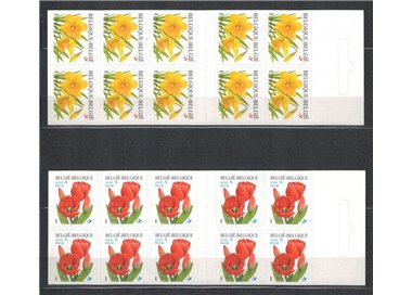 BELGIUM 2001 Flowers, narcissus and geranium 20v in 2 booklets MNH**