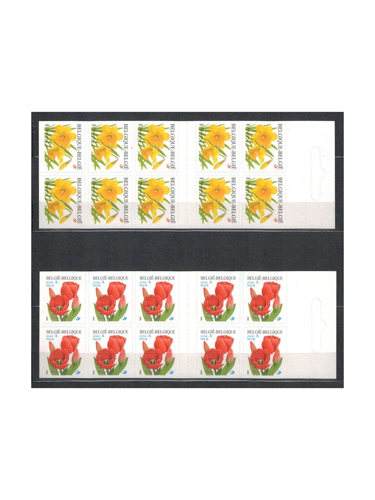BELGIO 2001 Fiori, narciso e geranio 20v in 2 libretti MNH**