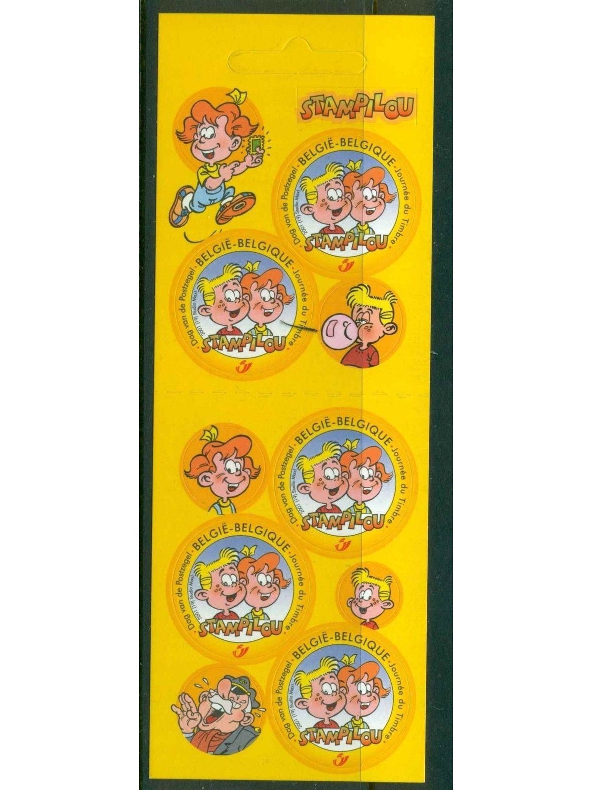 BELGIO 2001 Giornata del francobollo, Stam e Pilou 5v in libretto MNH**