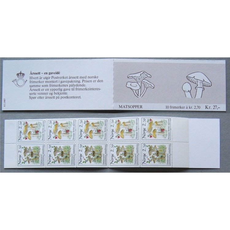 NORVEGIA 1987 Funghi 10v in libretto MNH**