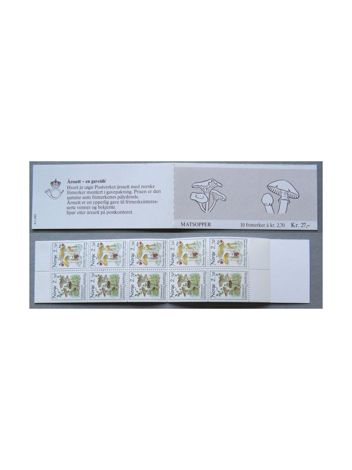 NORWAY 1987 Mushrooms 10v in booklet MNH**