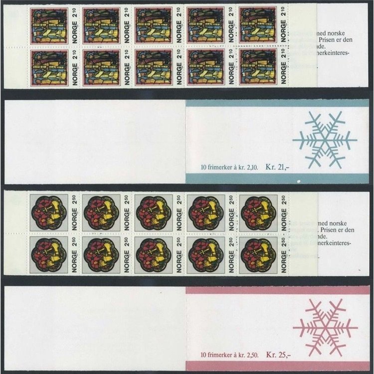 NORWAY 1986 Old stained glass 20v in 2 booklets MNH**