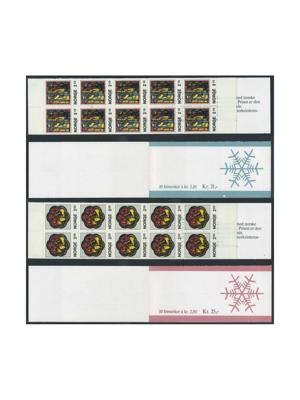 NORWAY 1986 Old stained glass 20v in 2 booklets MNH**