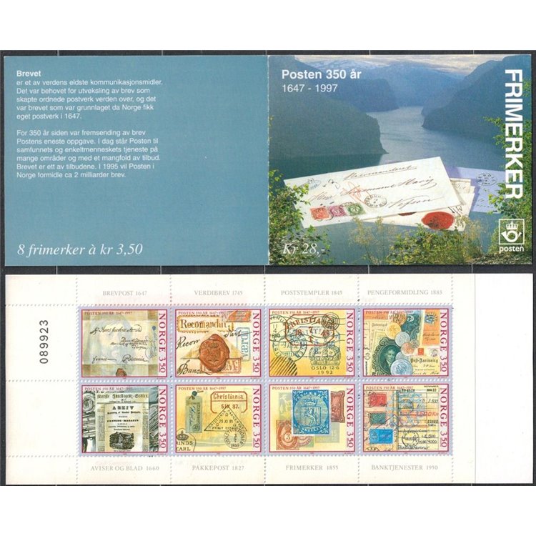 NORWAY 1995 Anniversary of the Norwegian Post 1 booklet MNH**