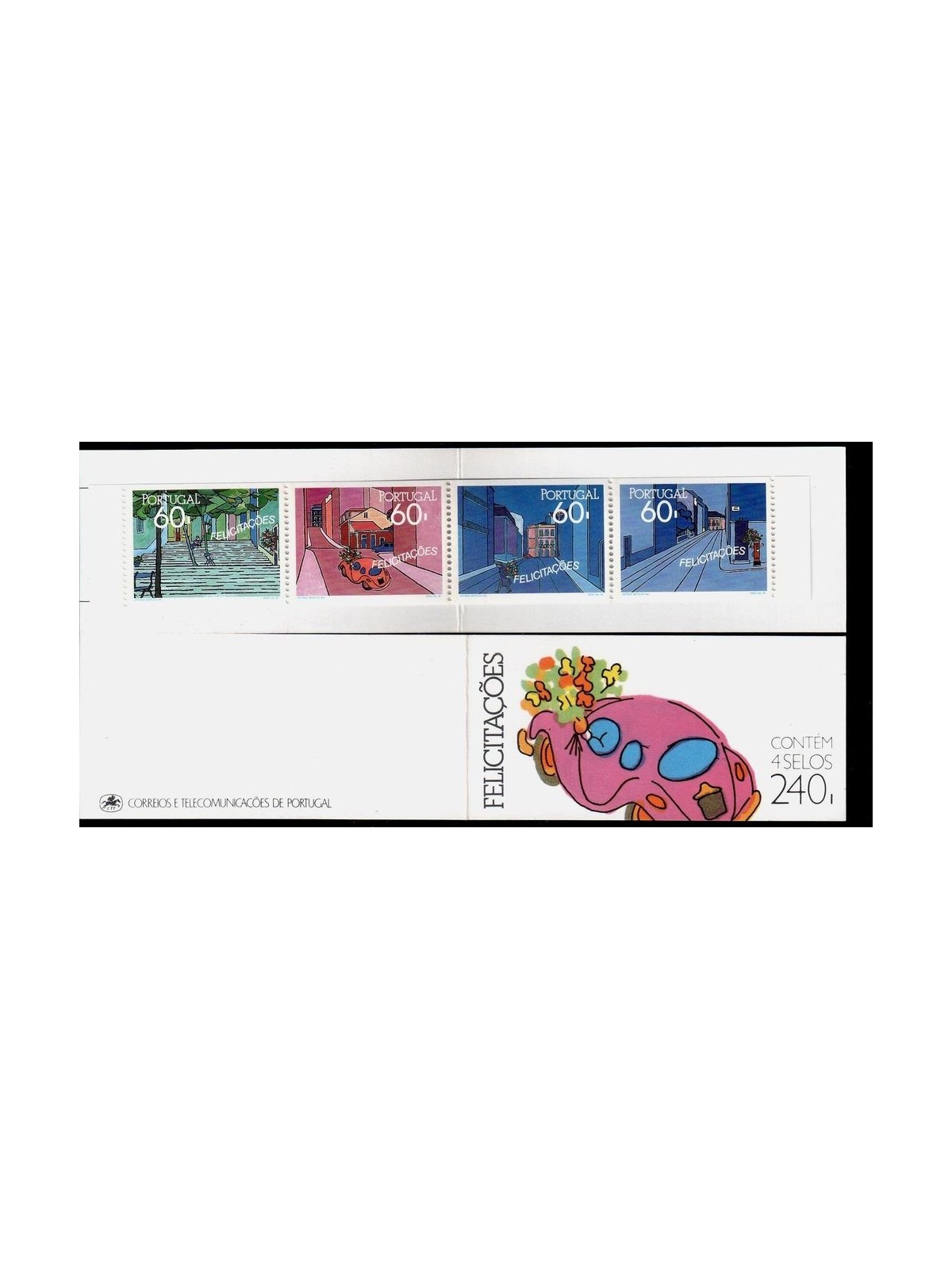 PORTOGALLO 1990 Felicitazioni, francobolli augurali 4v in libretto MNH**