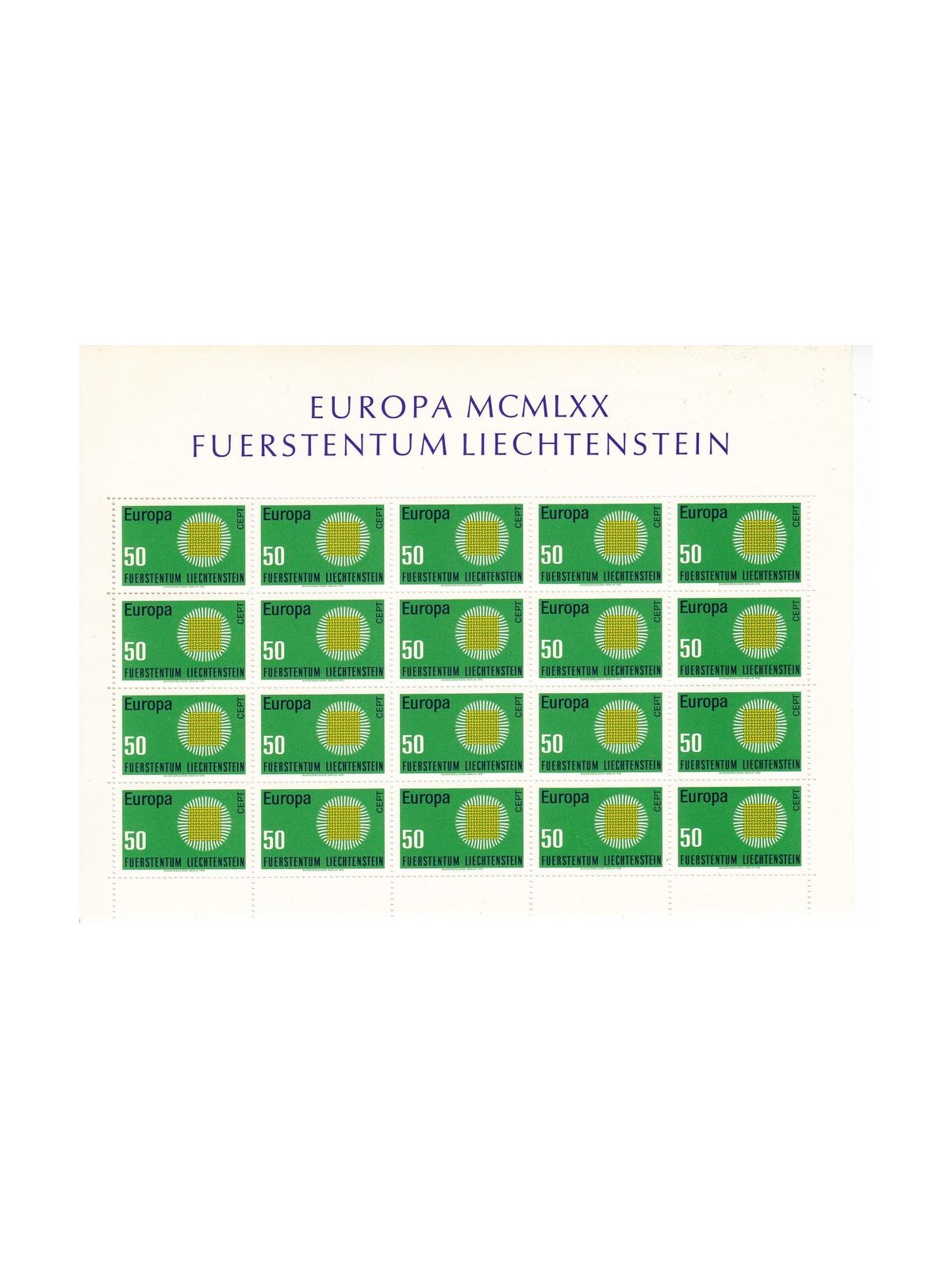 LIECHTENSTEIN 1970 Europe m/s MNH**