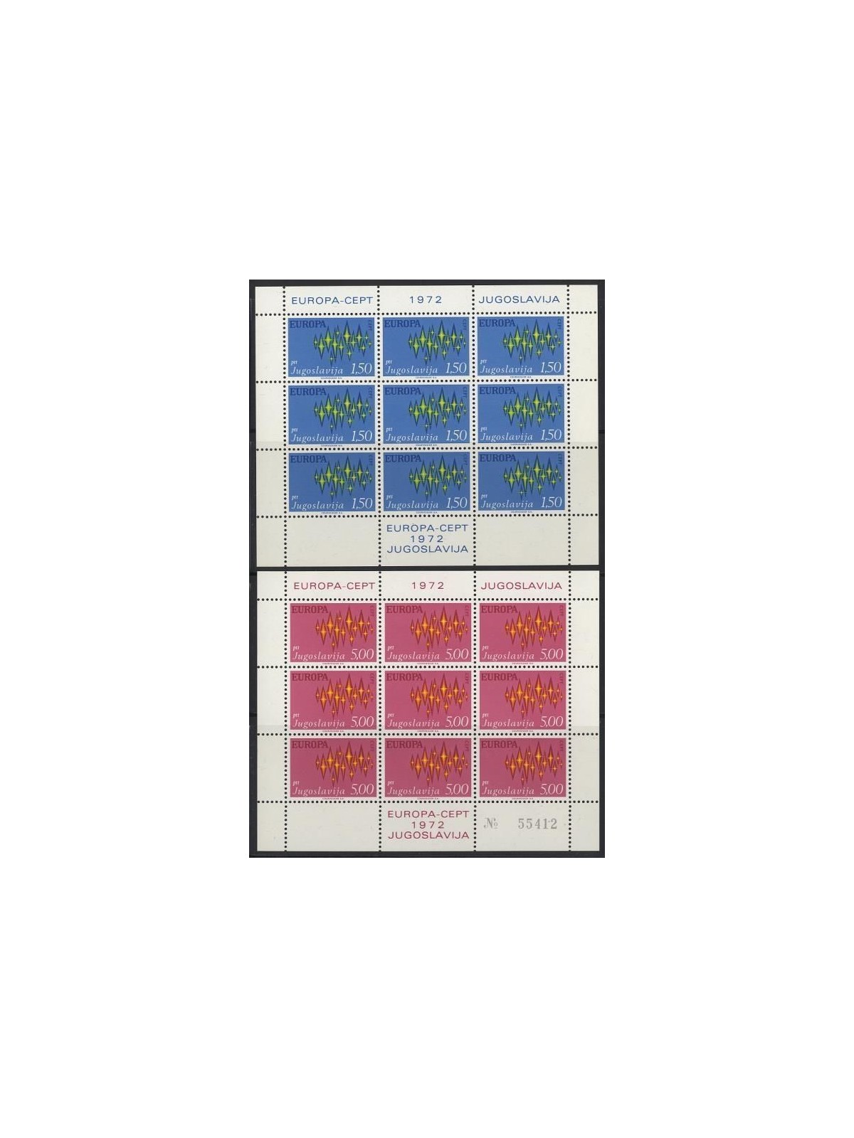 YUGOSLAVIA 1972 Europe 2 m/s MNH**