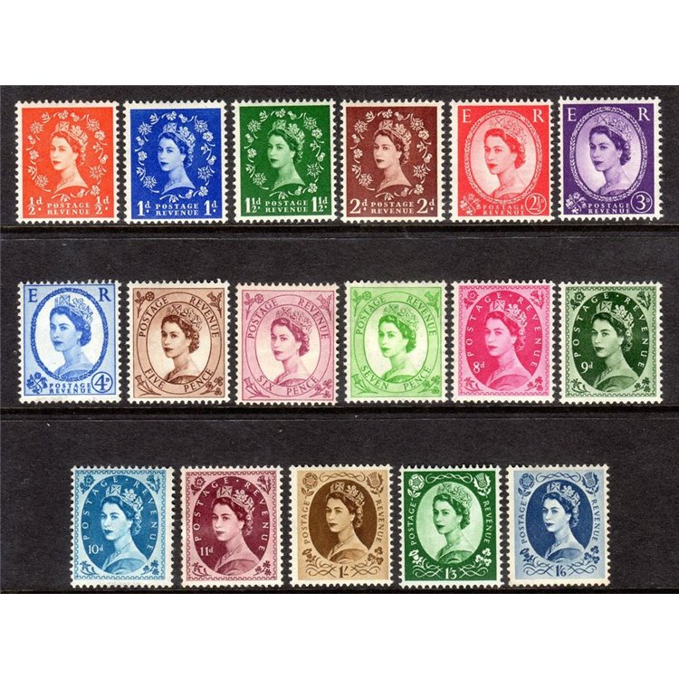 GREAT BRITAIN 1952-54 Effigy of Elizabeth II 17v MNH**