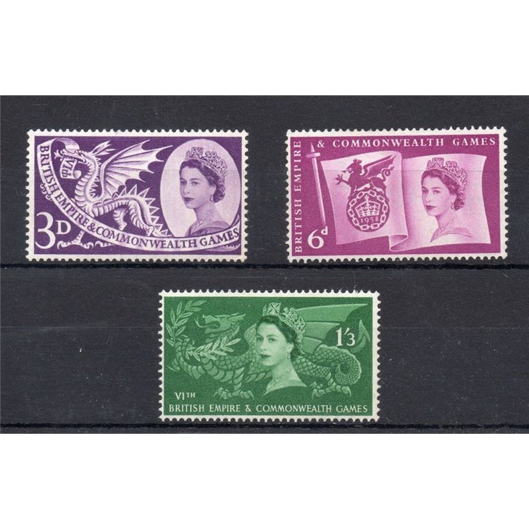 GREAT BRITAIN 1958 Commonwealth Games 3v MNH**