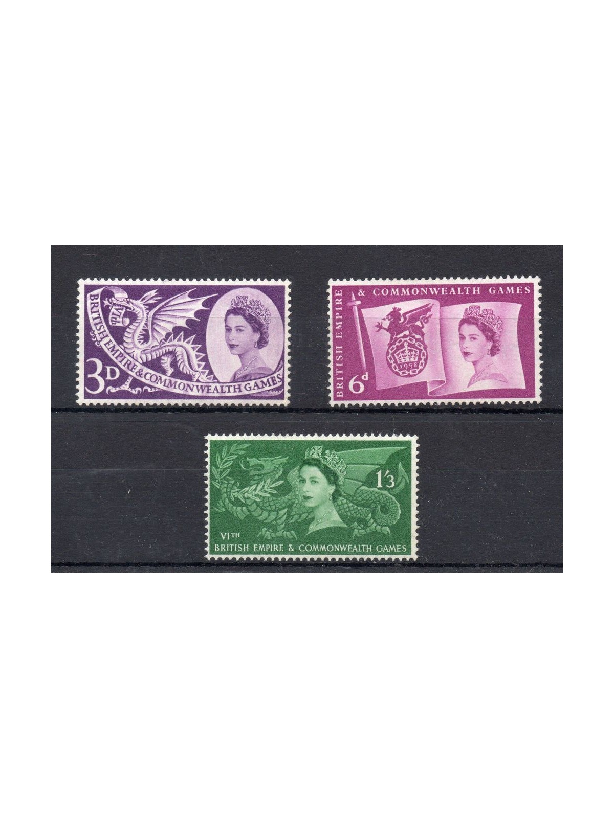 GREAT BRITAIN 1958 Commonwealth Games 3v MNH**