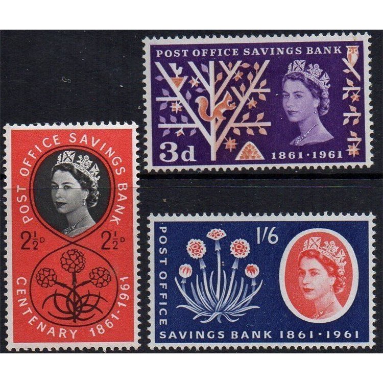 GREAT BRITAIN 1961 Postal Savings Bank 3v MNH**