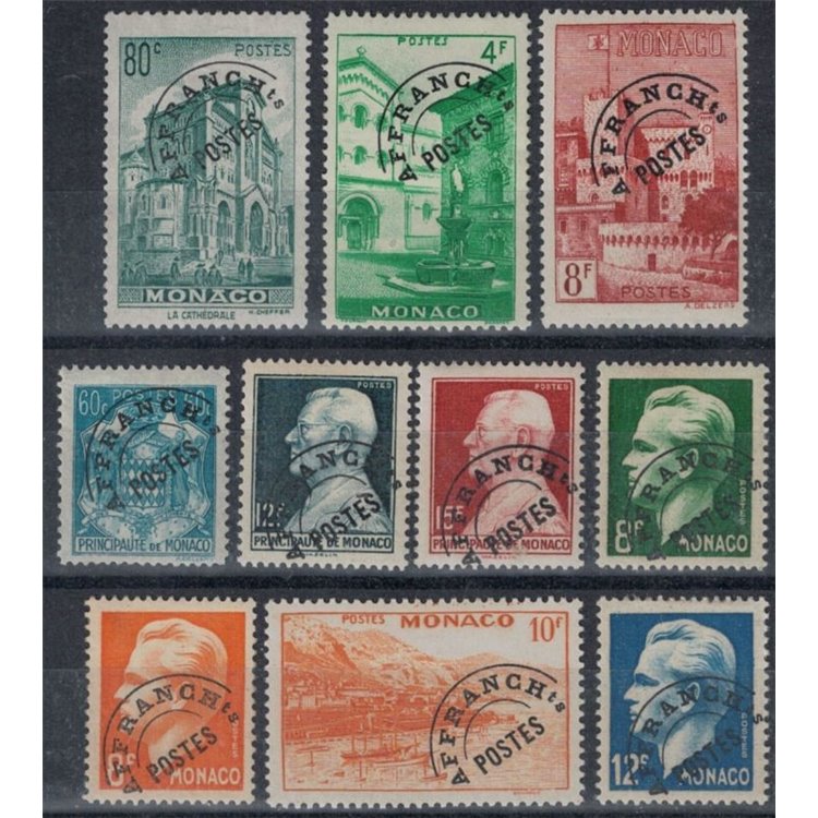 MONACO 1943-51 Pre-cancelled 10v MNH**