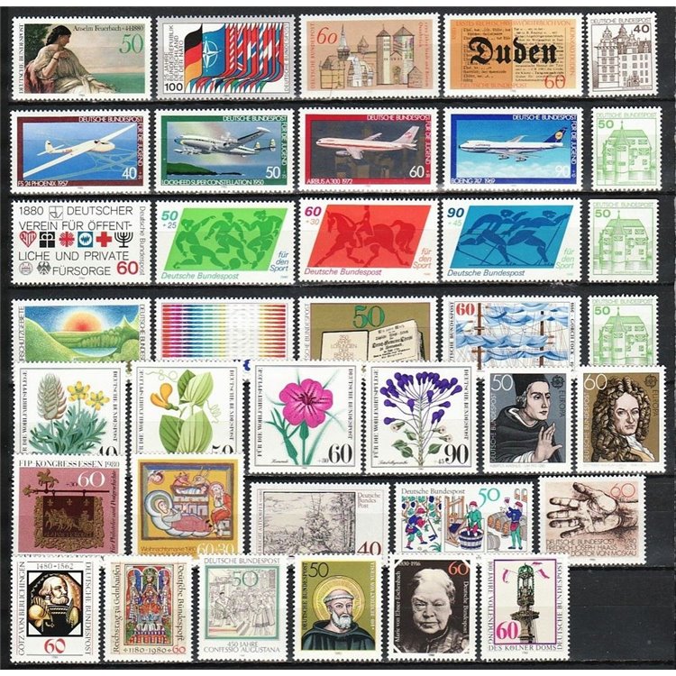 GERMANY BRD 1980 Complete Vintage 37v MNH**
