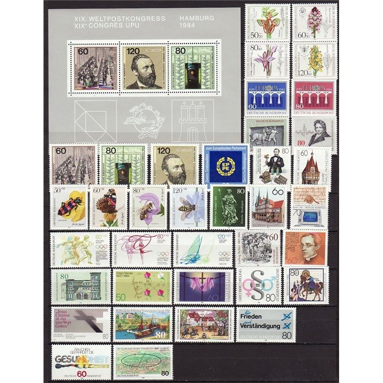 GERMANIA BRD 1984 Annata Completa 37v + 1 BF MNH**