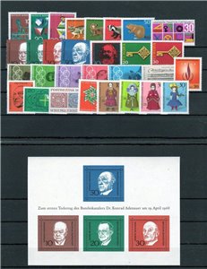 GERMANIA BRD 1968 Annata Completa 30v + 1 BF MNH**