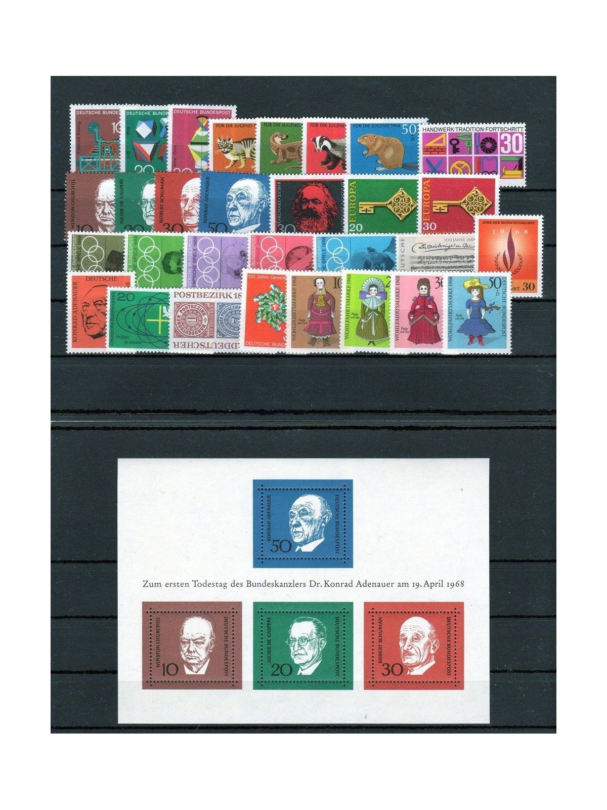 GERMANIA BRD 1968 Annata Completa 30v + 1 BF MNH**