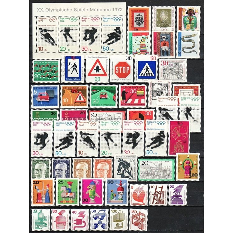 GERMANIA BRD 1971 Annata Completa 51v + 1 BF MNH**