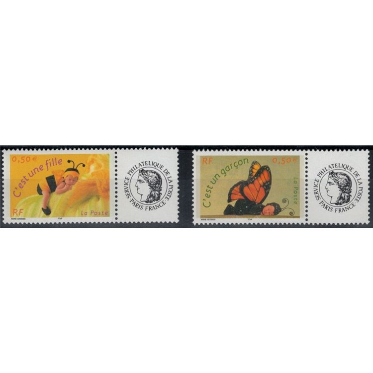 FRANCE 2004 Greeting stamps (male and female) 2v MNH**