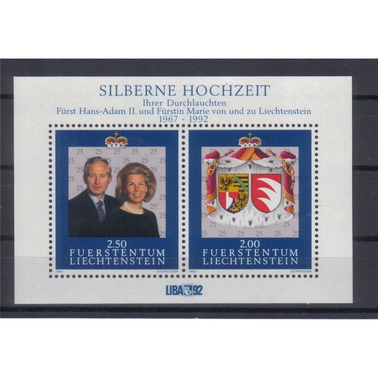 LIECHTENSTEIN 1992 Esposizione filatelica LIBA BF MNH**