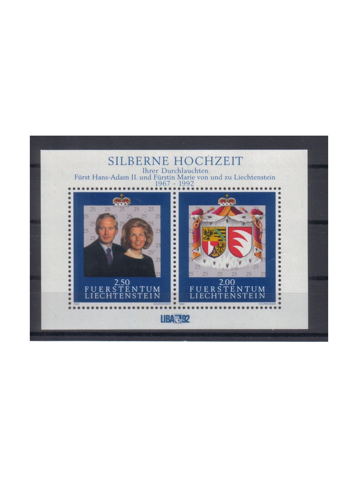 LIECHTENSTEIN 1992 Esposizione filatelica LIBA BF MNH**