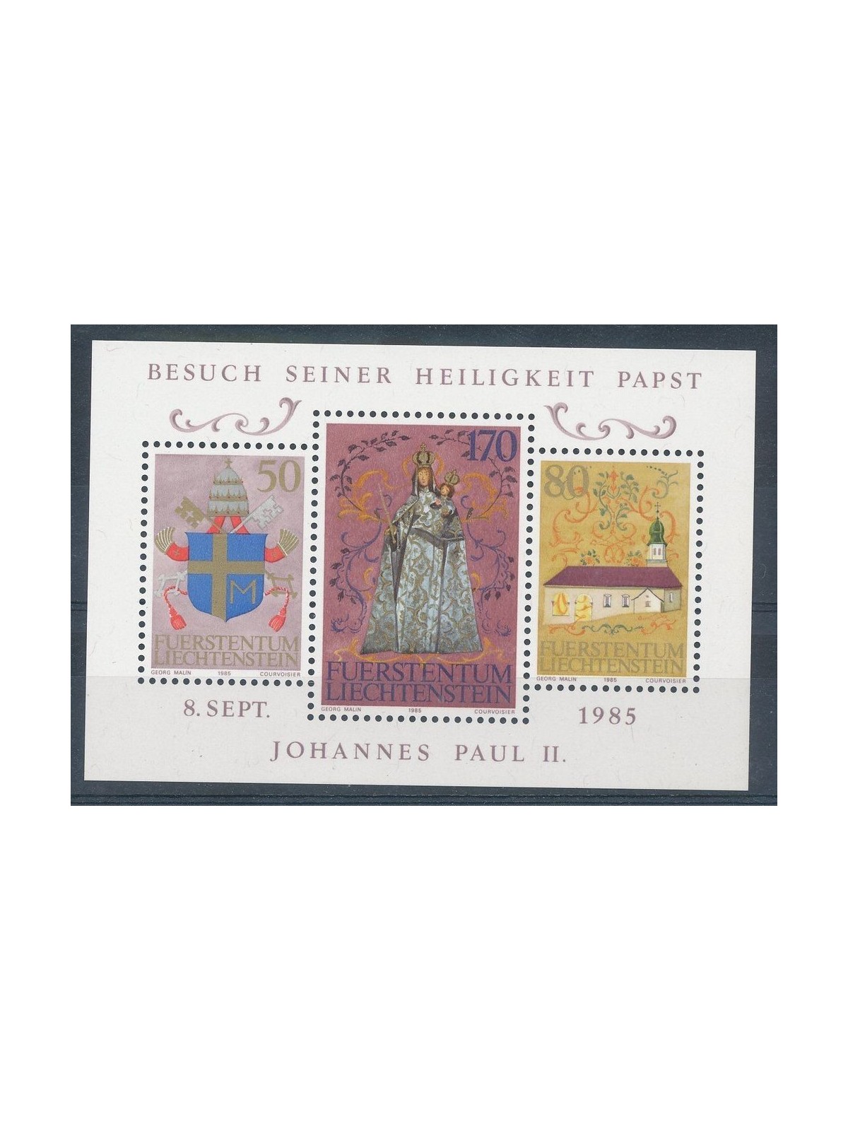 LIECHTENSTEIN 1985 Giovanni Paolo II BF MNH**