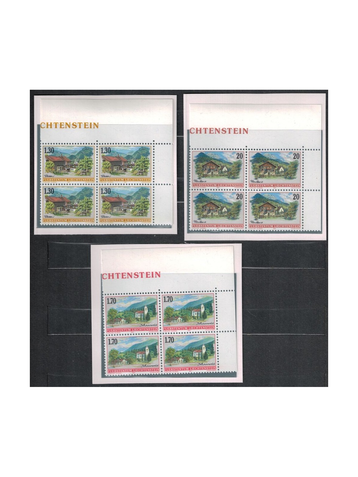 LIECHTENSTEIN 1997 Villaggi (in quartina) 3v MNH**