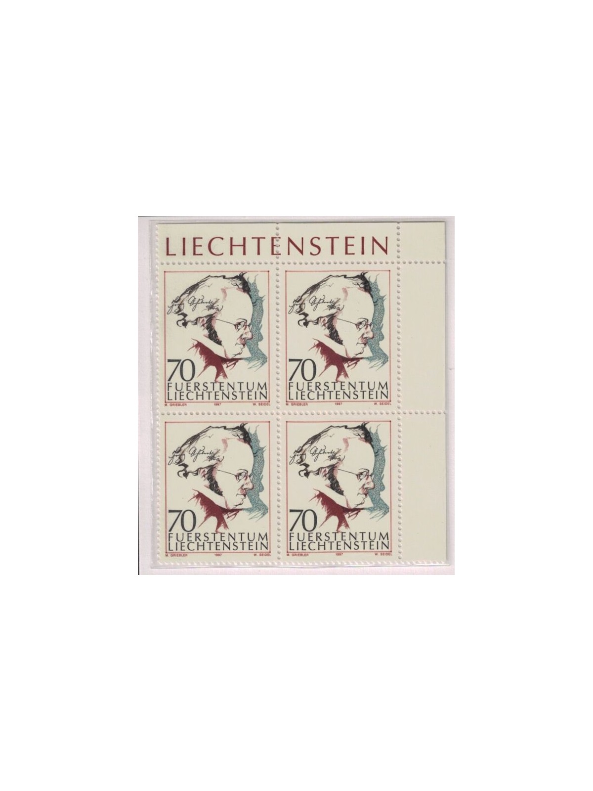 LIECHTENSTEIN 1997 Franz Schubert (in block of four) MNH**