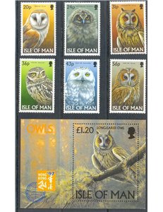 MAN 1997 Gufi - Owls 6v + 1 BF MNH**