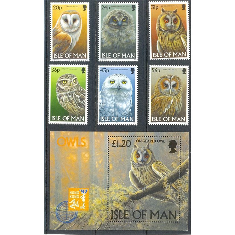 MAN 1997 Gufi - Owls 6v + 1 s/s MNH**