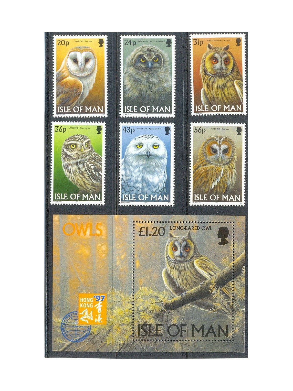 MAN 1997 Gufi - Owls 6v + 1 s/s MNH**