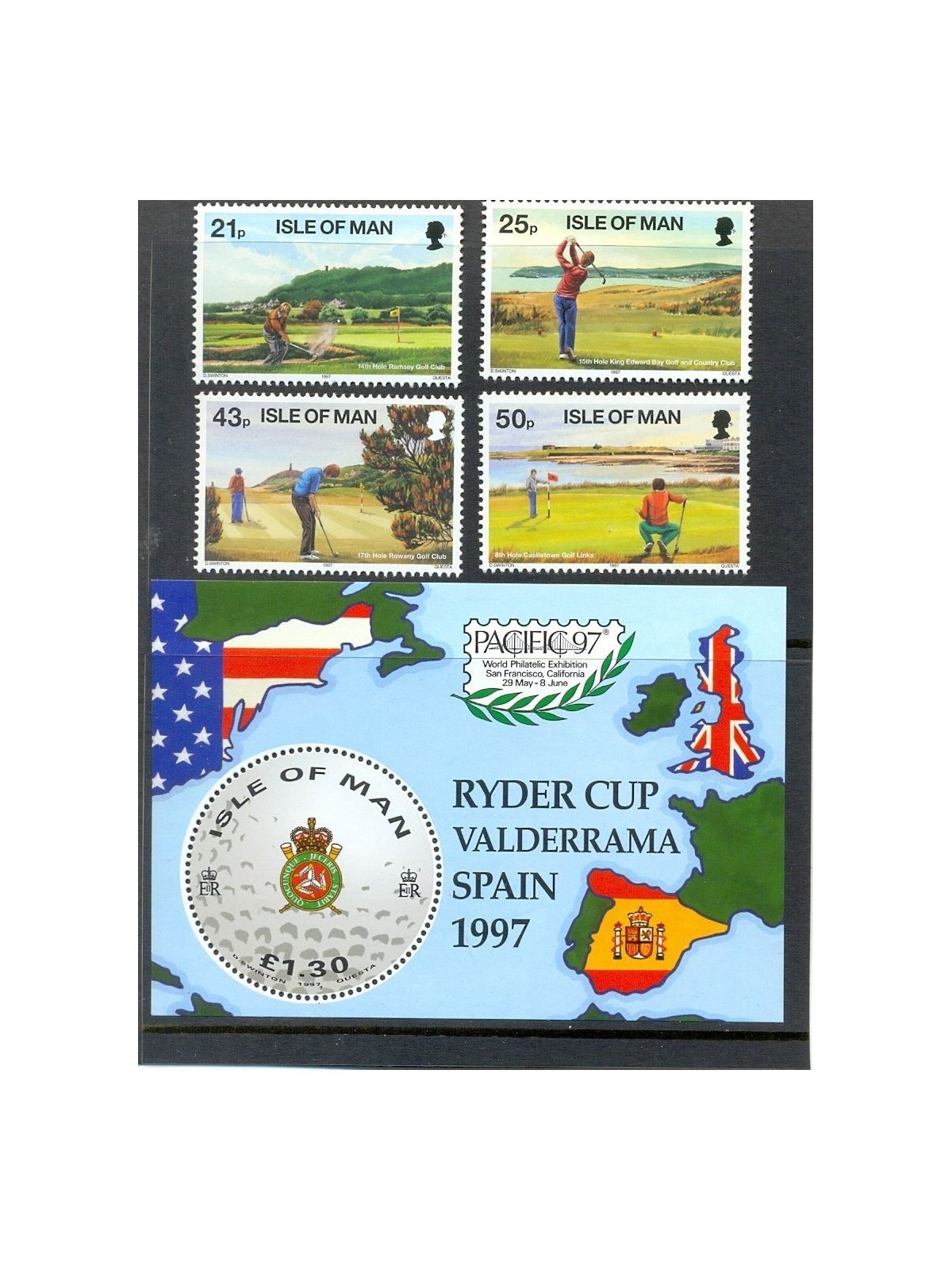 MAN 1997 Ryder cup, golf sport 4v + 1 BF MNH**
