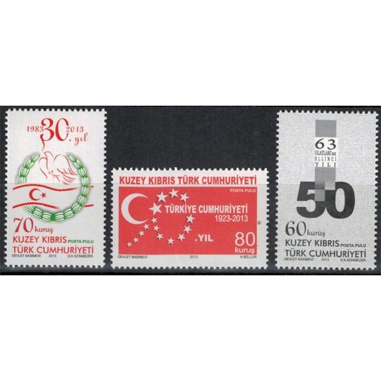 NORTHERN CYPRUS 2013 Various Anniversaries 3v MNH**