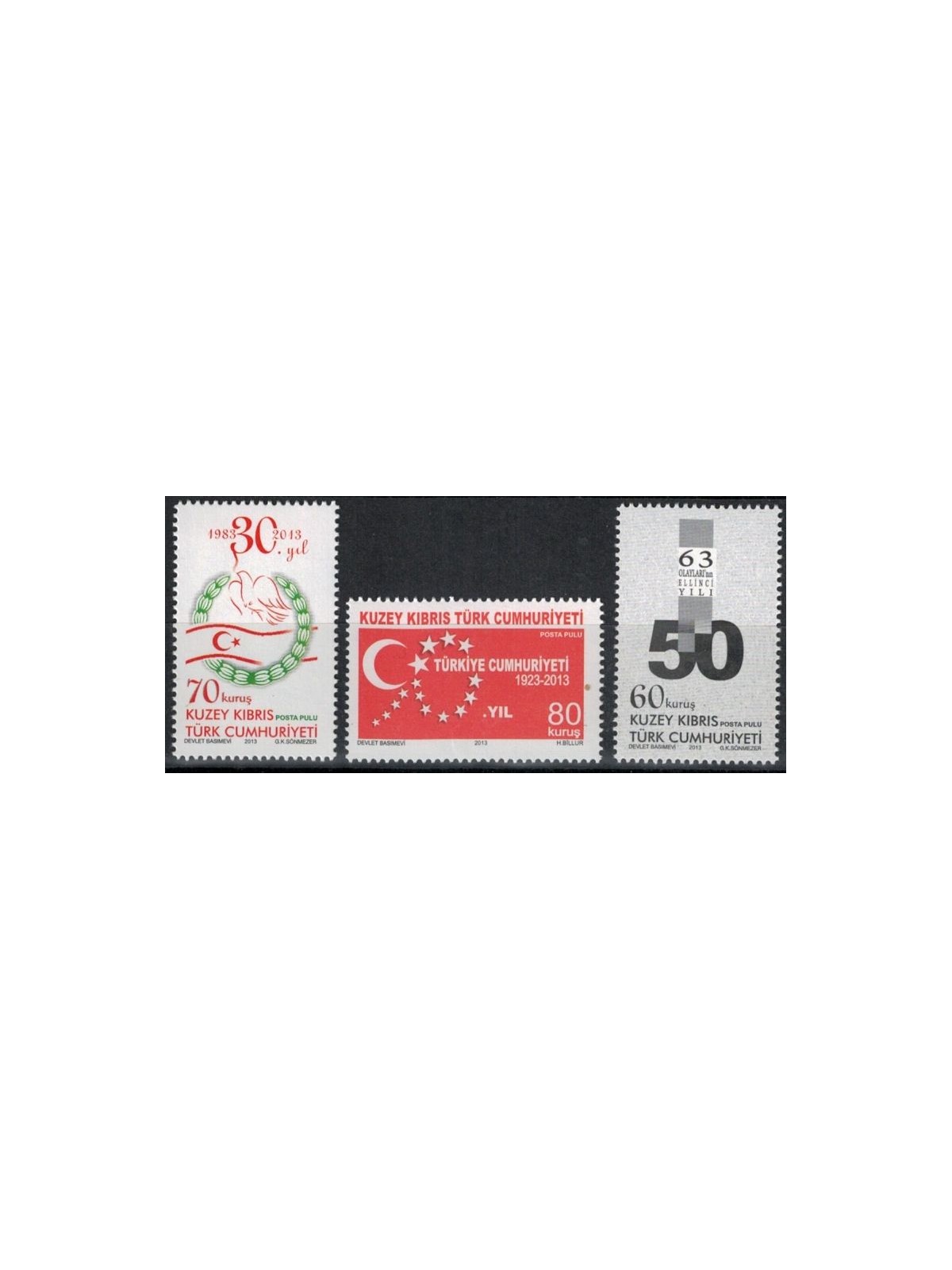 NORTHERN CYPRUS 2013 Various Anniversaries 3v MNH**