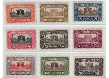 AUSTRIA 1919-21 Parliament Building 9v MH*