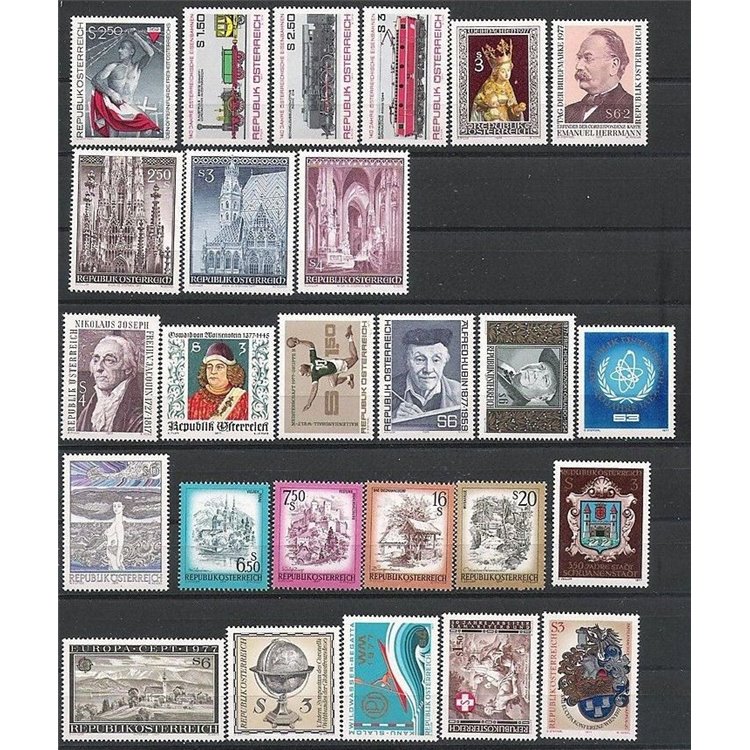 AUSTRIA 1977 Annata completa 26v MNH**