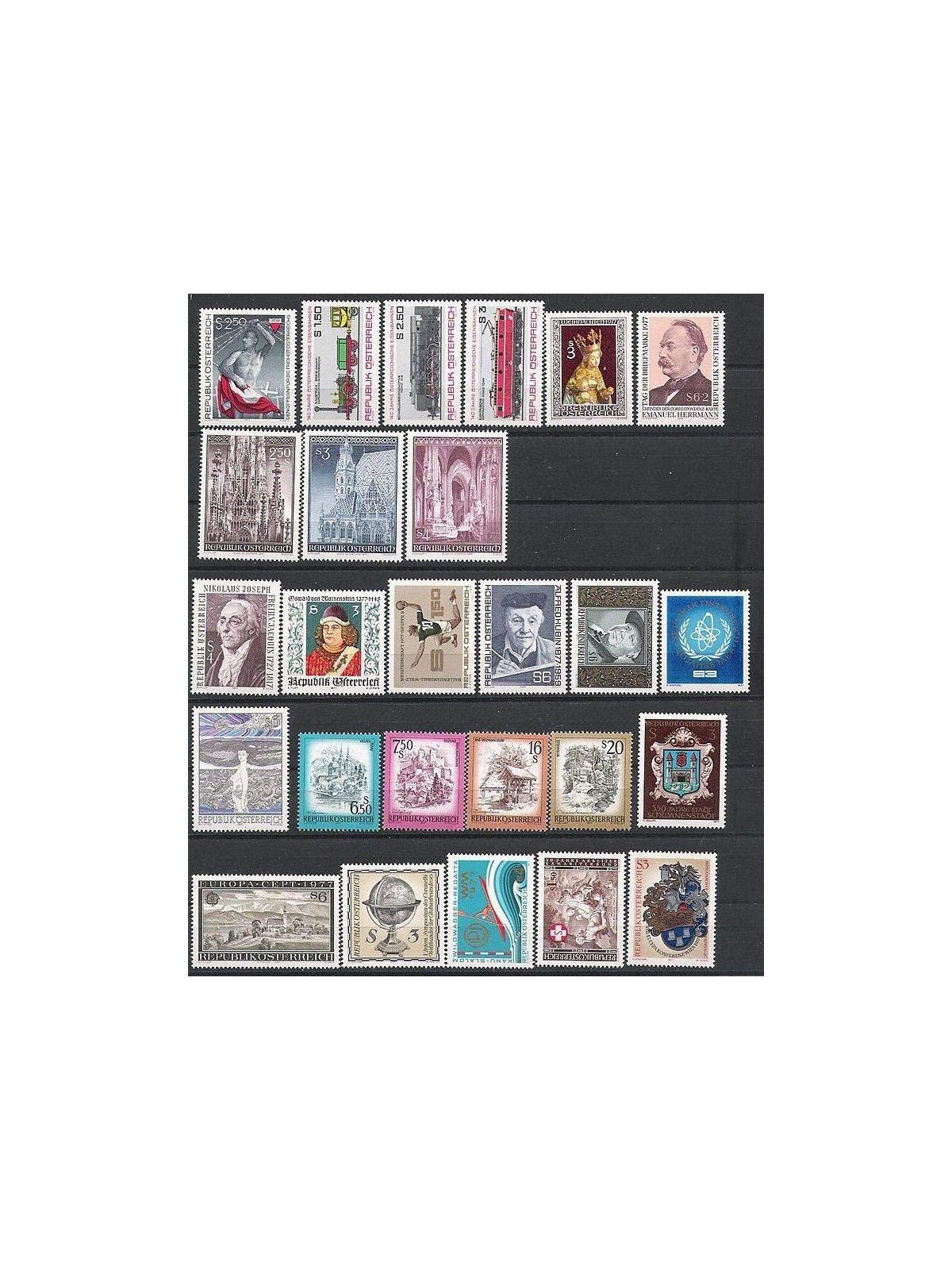 AUSTRIA 1977 Complete year 26v MNH**