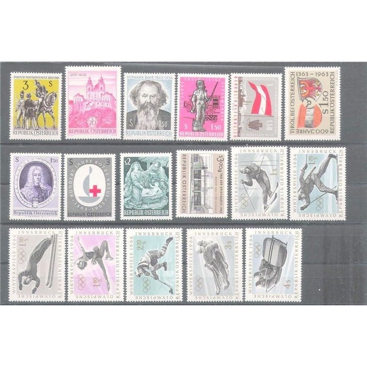 AUSTRIA 1963 Annata completa 17v MNH**