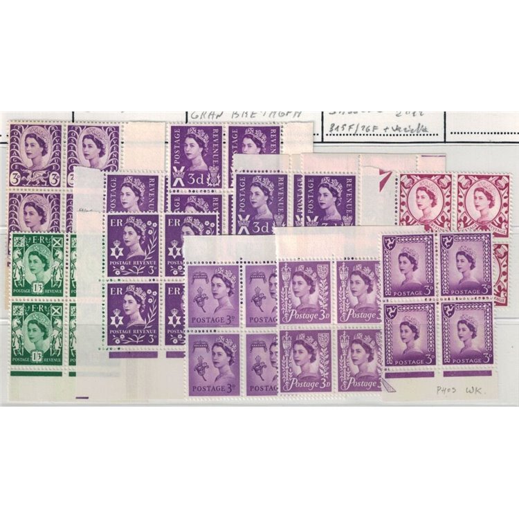 GRAN BRETAGNA 1963-68 Elisabetta II e simboli regionali (in quartina) 11v MNH**