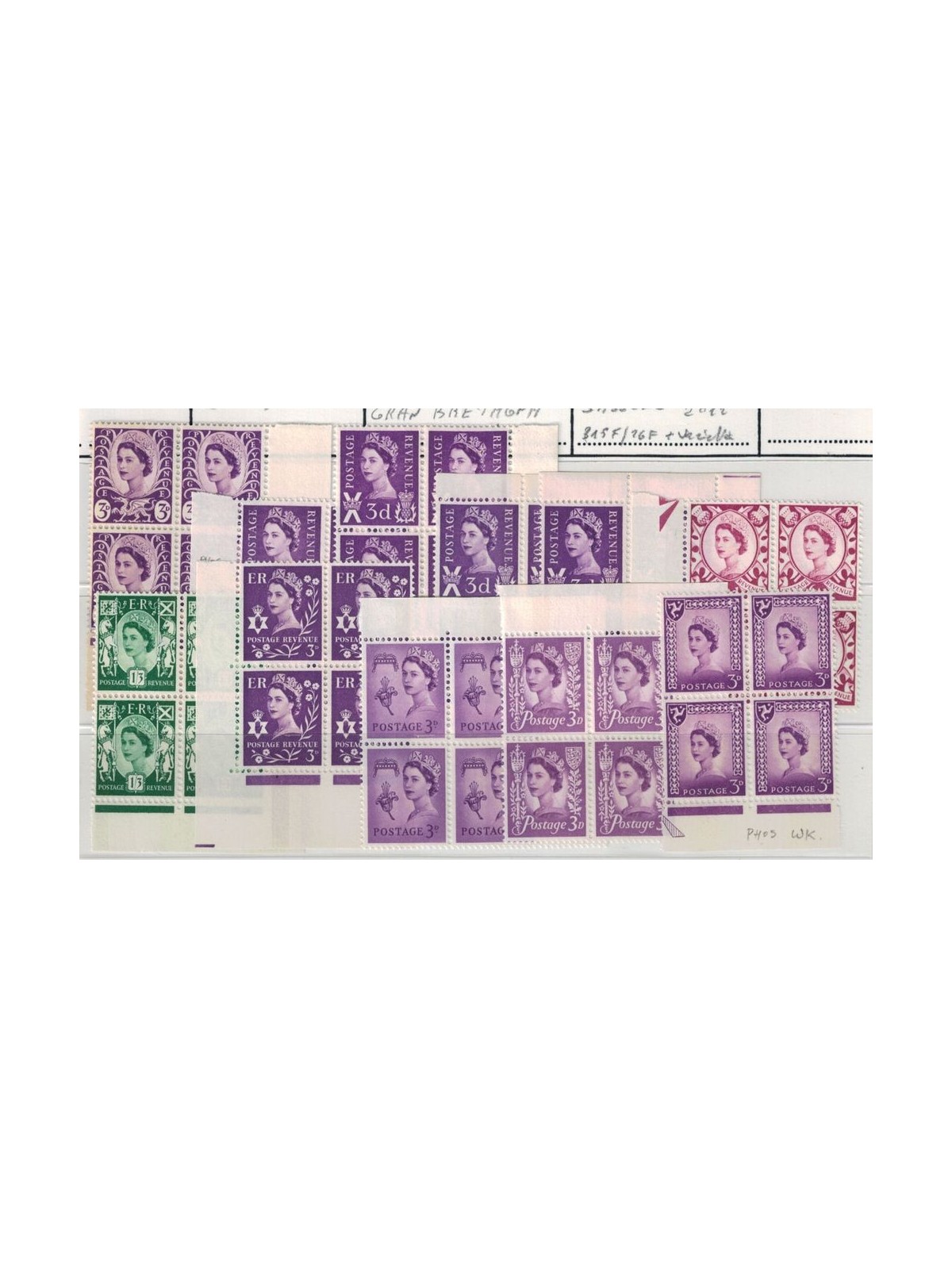 GRAN BRETAGNA 1963-68 Elisabetta II e simboli regionali (in quartina) 11v MNH**