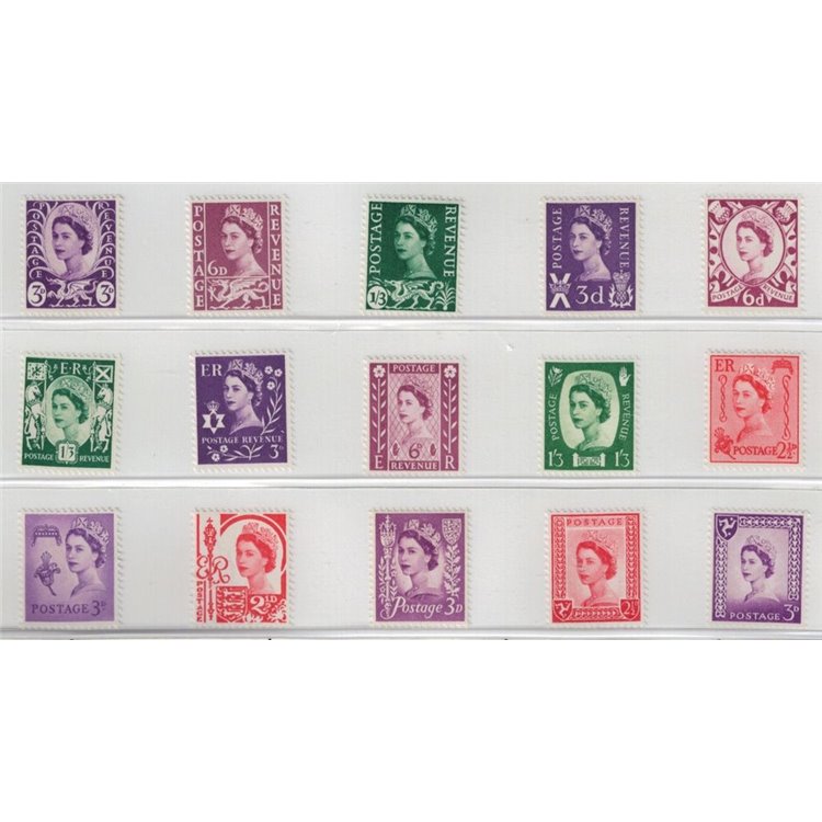 GRAN BRETAGNA 1958-64 Elisabetta II e simboli regionali 15v MNH**