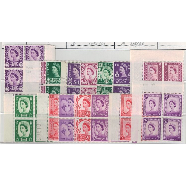 GREAT BRITAIN 1958-64 Elizabeth II and regional symbols (in block of four) 15v MNH**