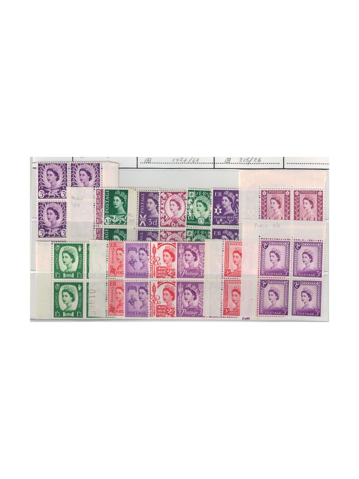 GRAN BRETAGNA 1958-64 Elisabetta II e simboli regionali (in quartina) 15v MNH**