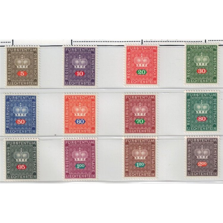 LIECHTENSTEIN 1968-69 Crown and cypher, official stamps 12v MNH**