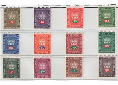 LIECHTENSTEIN 1968-69 Crown and cypher, official stamps 12v MNH**