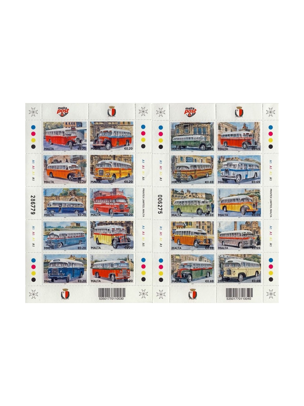 MALTA 2011 Autobus di Malta 20v MNH**
