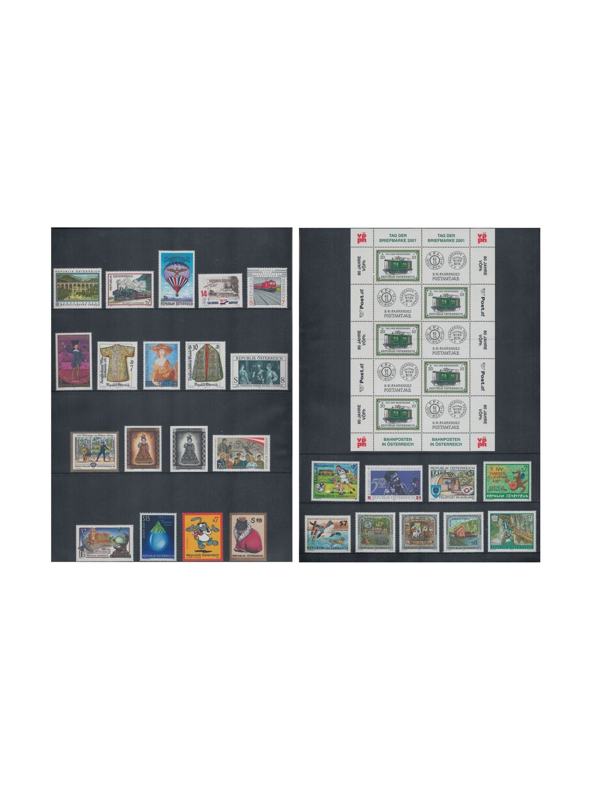 AUSTRIA 2001 Annata completa 27v + 1 MF MNH**